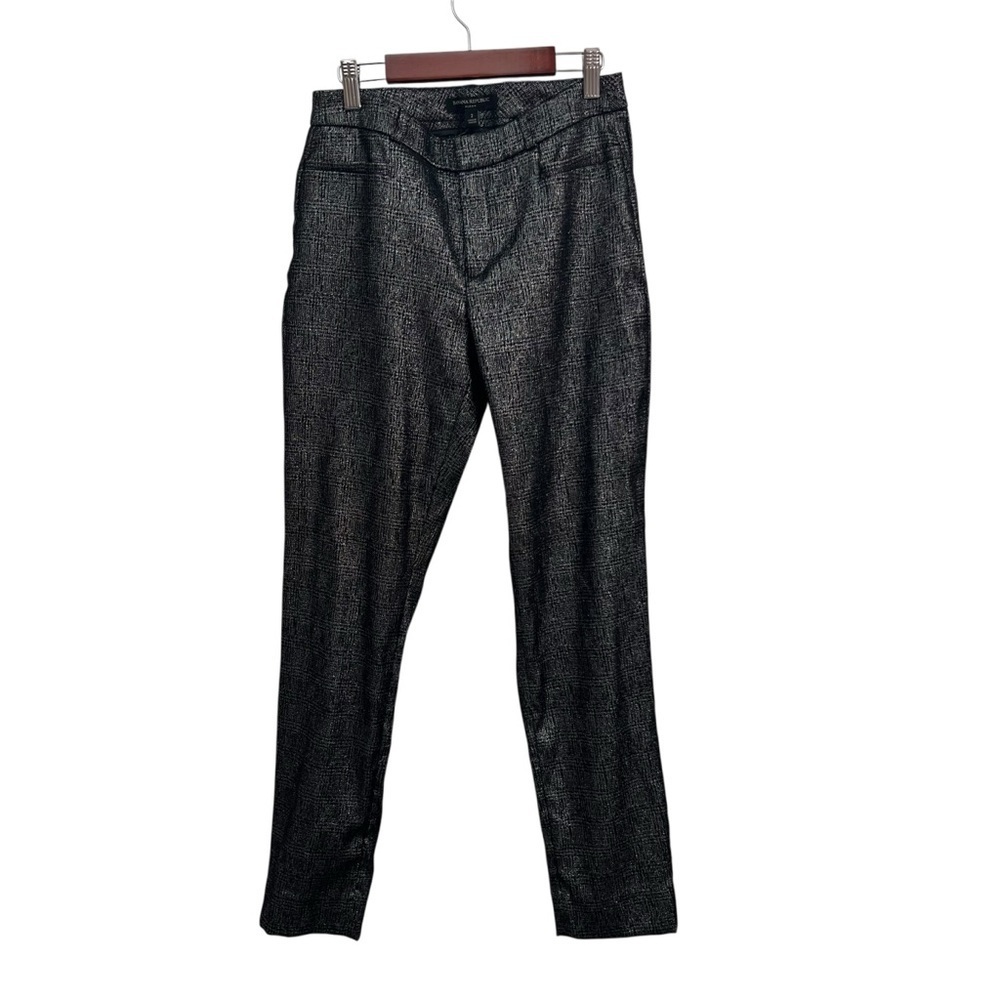 Banana Republic Curvy Sloan Hi-rise Silver Metallic Black Pants women’s size 2 - Picture 3 of 7